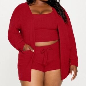 NWT Yitty Pet Me Cardigan Plus Size Womens 6X Holly Berry Soft Cozy Loungewear